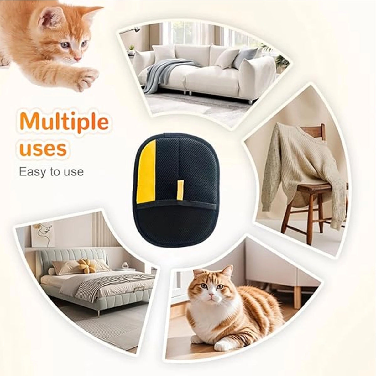 2Pcs Electrostatic Gloves Pet Hair Removal, 2025 Pet Hair Remover Glove, Washable Reusable Dogs Cats Hair Gloves for Furniture Bed Sheets Couch Clothes Carpet Car Seat